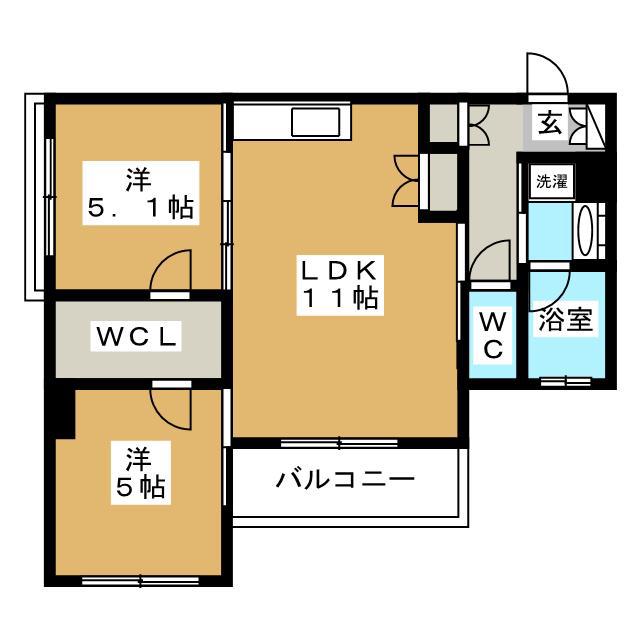 クレヴィアリグゼ日暮里(2LDK/5階)の間取り写真