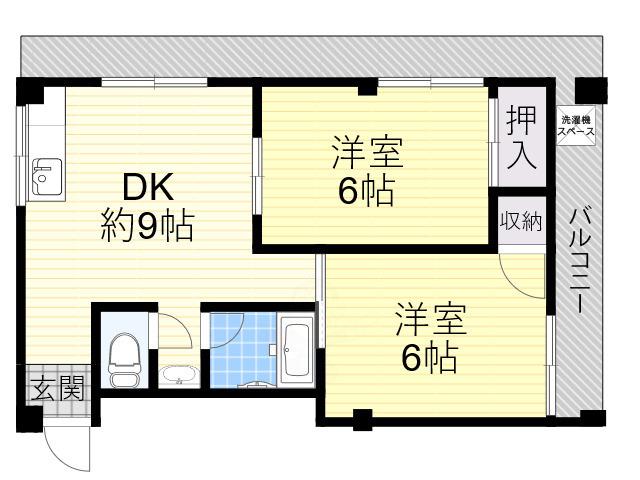 谷口ハイツ(2DK/4階)の間取り写真