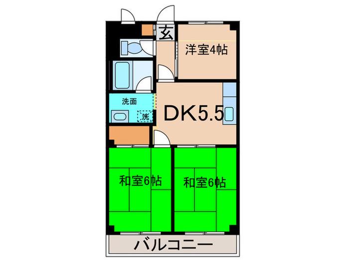 ガーデンシティ宮崎台(3DK/2階)の間取り写真