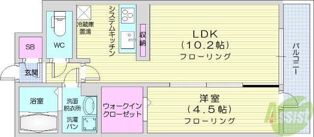 ルミエール(1LDK/1階)の間取り写真