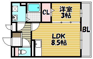 ハナミズキ(1LDK/3階)の間取り写真