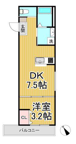 GAZELLE NOAH尼崎尾浜1(1DK/2階)の間取り写真