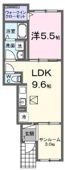 エターナリア(1SLDK/1階)の間取り写真