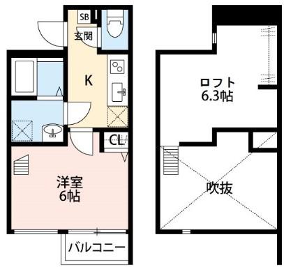 OIKOS 八潮(1K/2階)の間取り写真