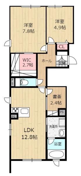 シャーメゾン鏡新開(2SLDK/1階)の間取り写真
