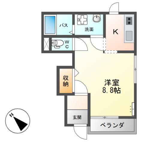 ヴィレッジコンフォート(1K/1階)の間取り写真