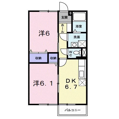 サニーハイツローズ(2DK/2階)の間取り写真