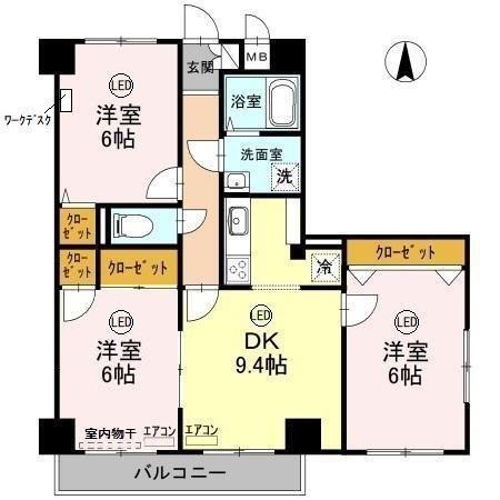 柚の木マンション(3DK/4階)の間取り写真