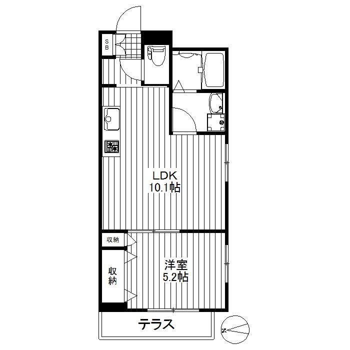 HEBEL KITAZAWA(1LDK/1階)の間取り写真