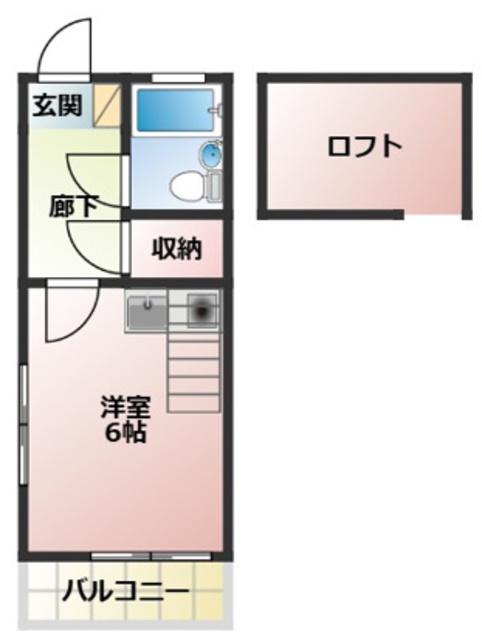 コーポアメニティI・II(ワンルーム/2階)の間取り写真