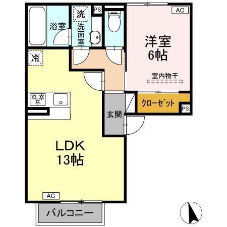 パルミエ III(1LDK/2階)の間取り写真