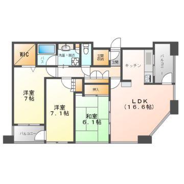 サンマークス大日ルナタワーレジデンス(3LDK/37階)の間取り写真