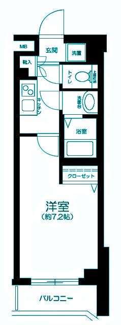 プレールドゥーク学芸大学参番館(1K/2階)の間取り写真