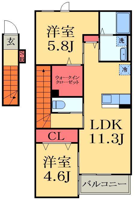 オルタンシア(2LDK/2階)の間取り写真