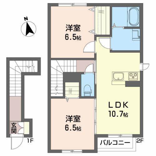 アトラスIII(2LDK/2階)の間取り写真