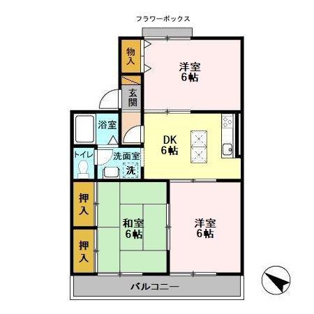 カーサみつわ台H(2LDK/2階)の間取り写真