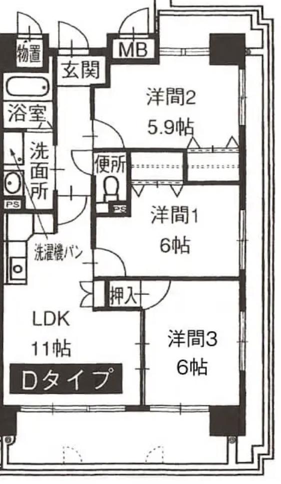 メゾン八杉(3LDK/3階)の間取り写真