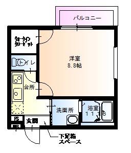 フジパレス遠里小野II番館(1K/2階)の間取り写真