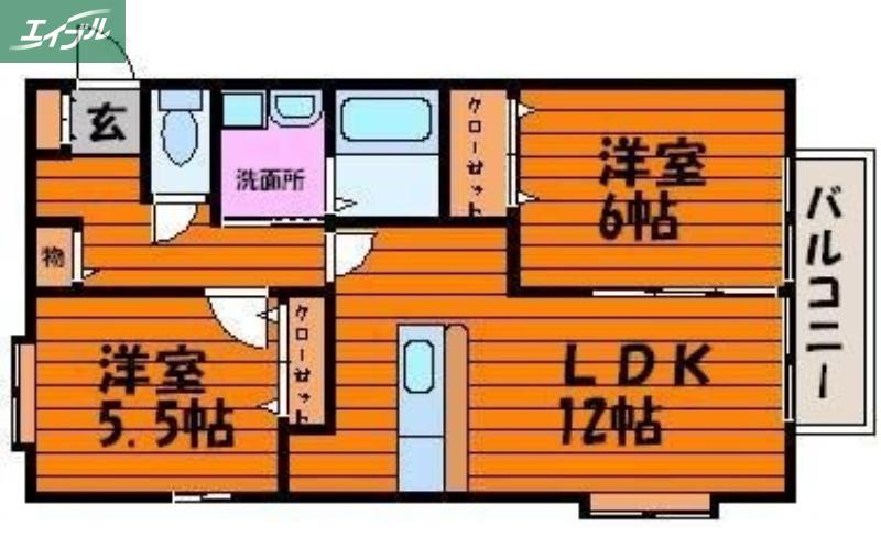 フォブール西市(2LDK/1階)の間取り写真
