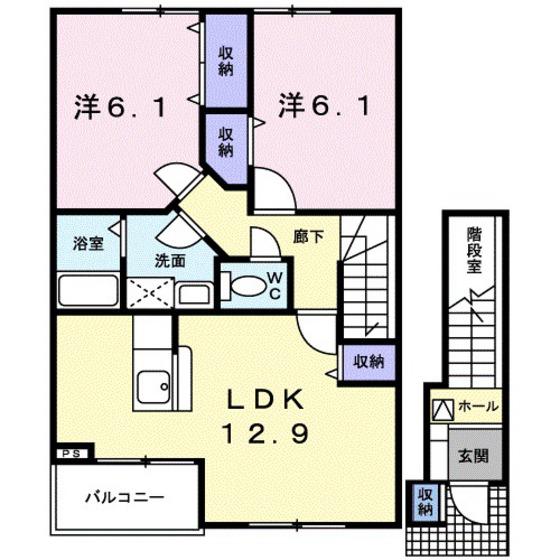 パルテール(2LDK/2階)の間取り写真