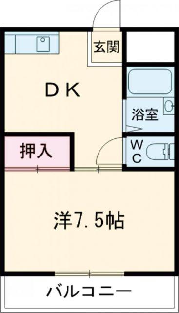 ベイサイド藤原(1DK/2階)の間取り写真