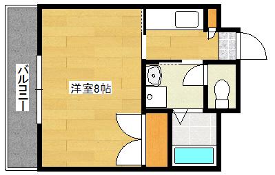 ボヌール皆実(1K/1階)の間取り写真