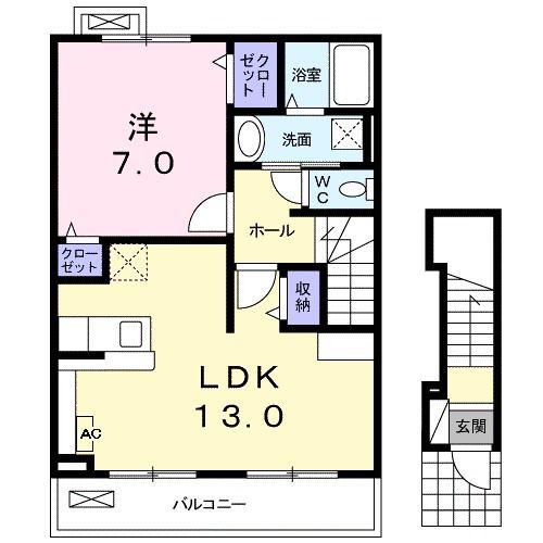 グリシーヌ(1LDK/2階)の間取り写真