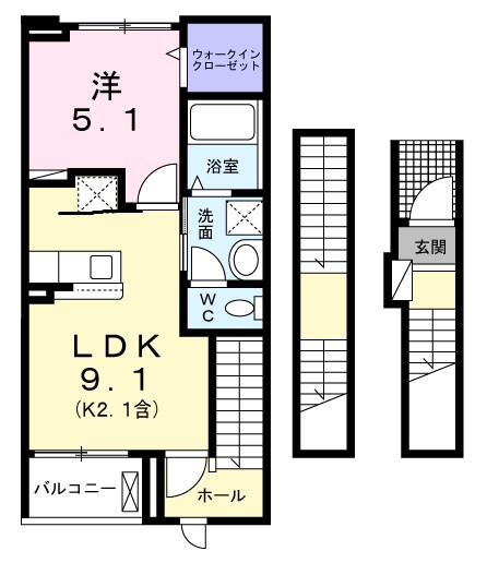 ブリュームII(1LDK/3階)の間取り写真