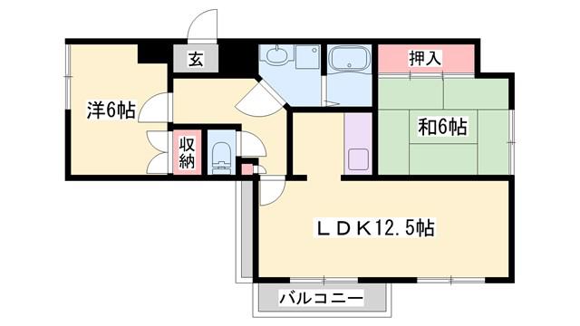 大栄・十二所前レジデンス(2LDK/2階)の間取り写真