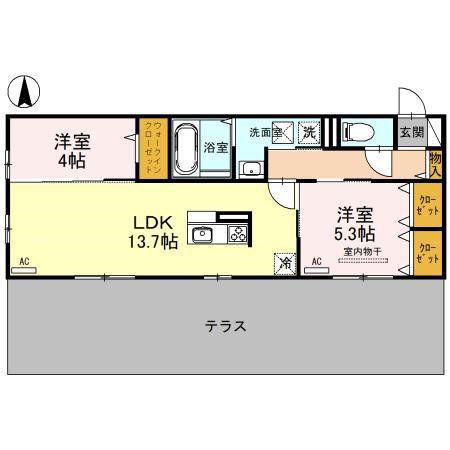 LAZO TERRACE(2LDK/1階)の間取り写真