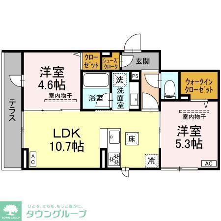 イヴレーア橋本(2LDK/3階)の間取り写真