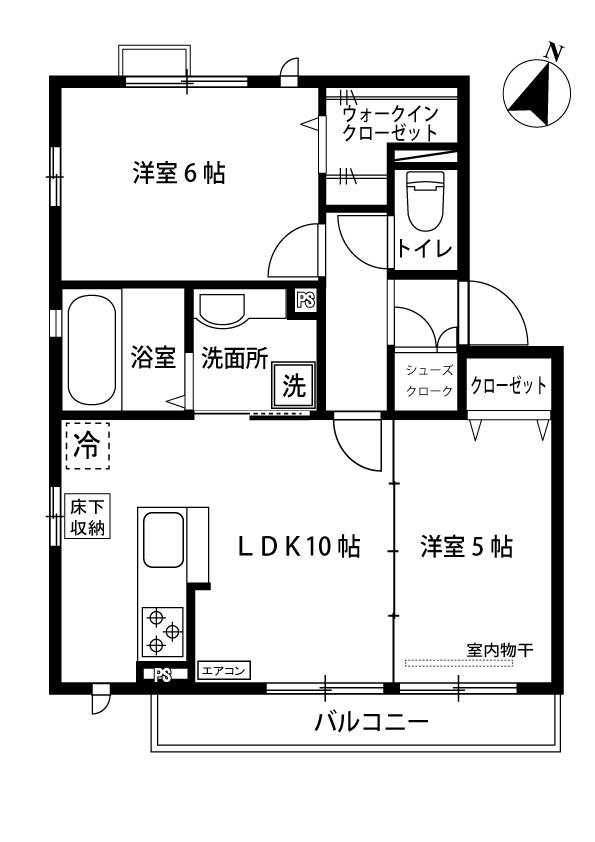 カーサ ヴィエントI(2LDK/1階)の間取り写真