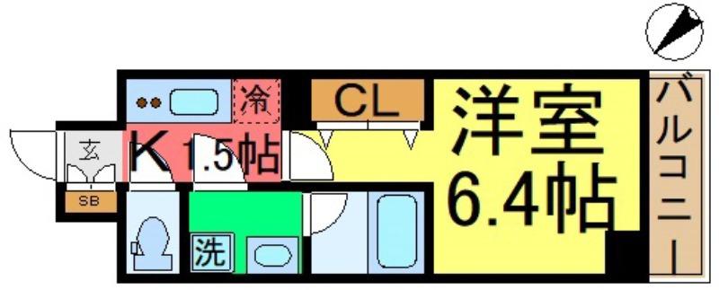 グランヴァンプレミアム新小岩(1K/11階)の間取り写真