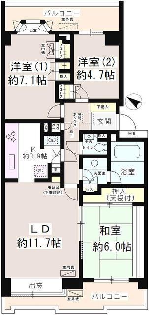 パーク・ハイム用賀南(3LDK/3階)の間取り写真