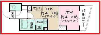 ジェイブラン西新井(1DK/2階)の間取り写真