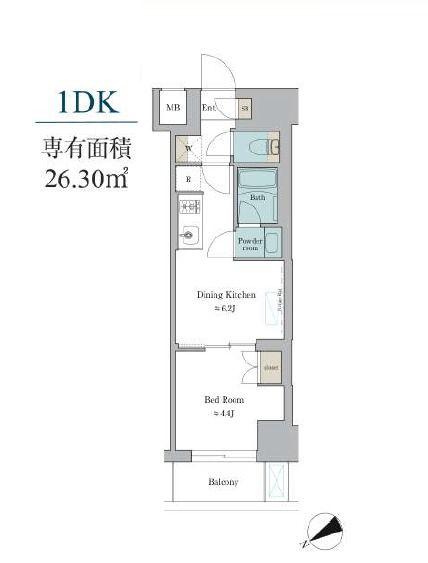 BRILLIA IST 門前仲町(1DK/5階)の間取り写真