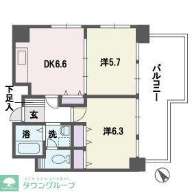 アミューゼ高砂(2DK/6階)の間取り写真