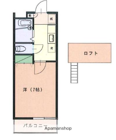 ファインフィールドII(1K/2階)の間取り写真