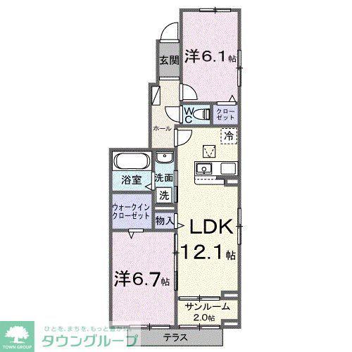 エスポワールI(2LDK/1階)の間取り写真