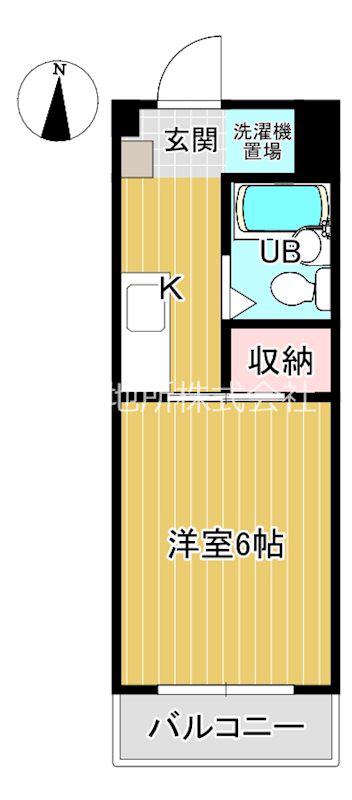 ベルトピア下関(1K/3階)の間取り写真