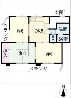 JPC北方高屋ビル(3DK/3階)の間取り写真