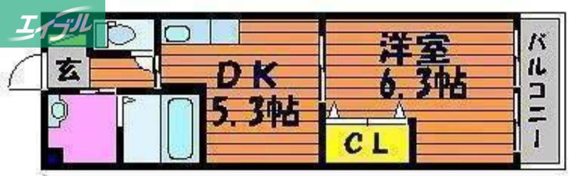 ソフィアOSK(1DK/3階)の間取り写真