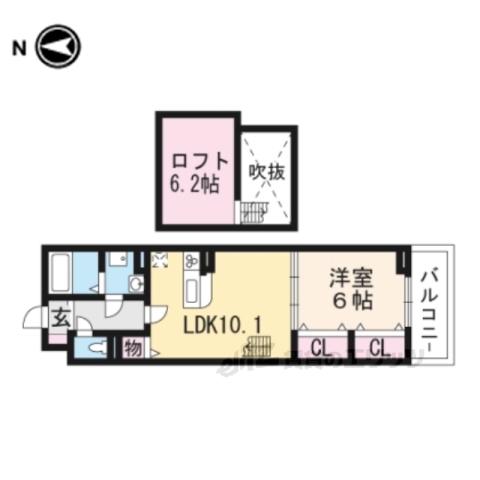 プリムローズⅡ(1LDK/3階)の間取り写真