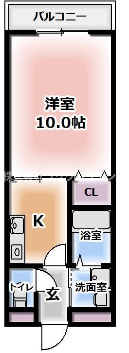 アンプルールフェール GLAND MOB(1K/2階)の間取り写真