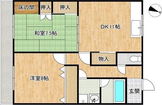 北川ハイツ(2LDK/2階)の間取り写真