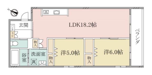 ヘーベルヴィレッジ浦和美園BELLE FLORAISO(2LDK/2階)の間取り写真