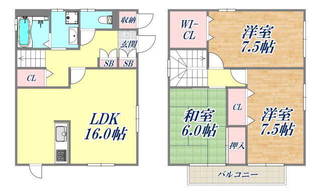 フローラ(3LDK/1階)の間取り写真
