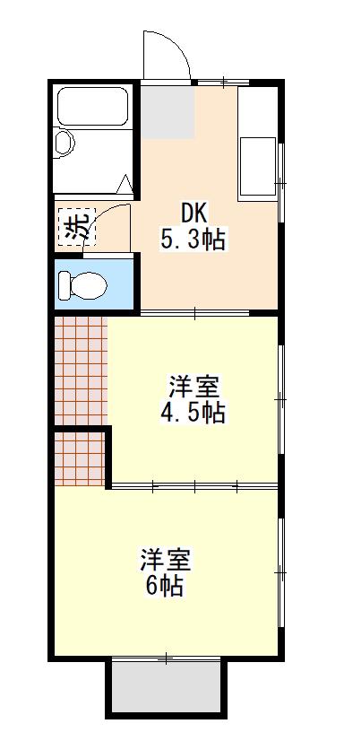 コーポこうのとり(2DK/2階)の間取り写真