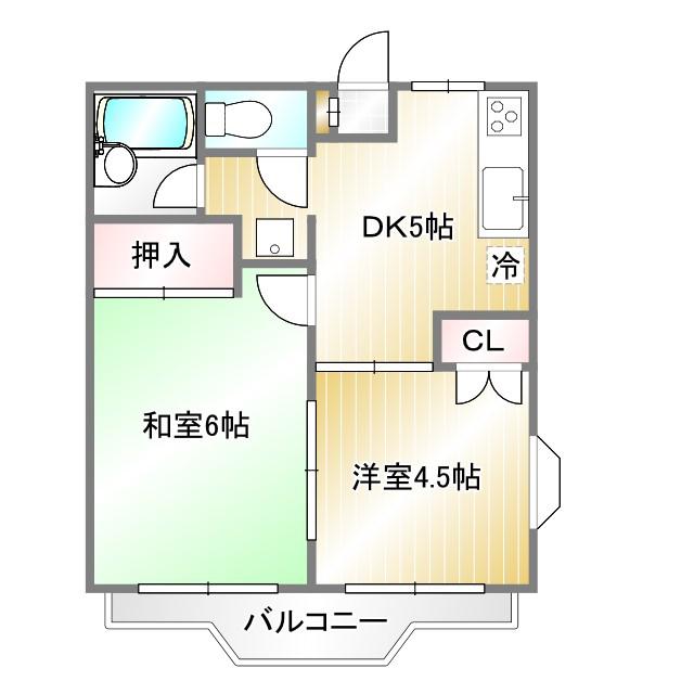 エランドールB(2DK/1階)の間取り写真