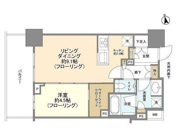 パークタワー西新宿エムズポート(1LDK/3階)の間取り写真